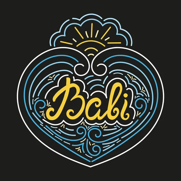 Bali mão desenhada tipografia composição vetor — Vetor de Stock
