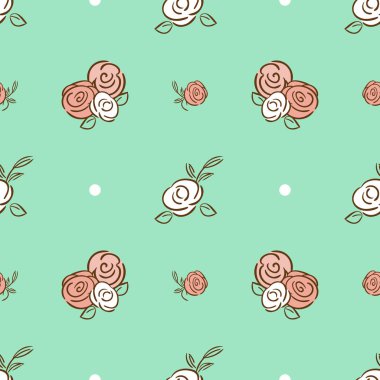 Çiçek gül model sorunsuz vektör. Karalama defteri veya kağıt ambalaj kadın için nane renkte çiçek arka plan.