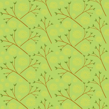 Bahar tomurcukları ile şube ile arka plan. Güneşli havalarda vektör sorunsuz ile bahar desen. 