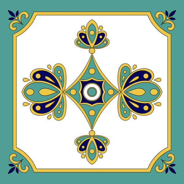 Португальские плитки azulejos шаблон вектор без швов. Традиционный орнамент плитки, дизайн плитки, векторная иллюстрация — стоковый вектор