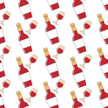 Wine pattern with glasses and bottles for wine list or menu of restaurant, cafe and bar. Seamless pattern of wine glasses and bottles. vector Wine pattern with glasses and bottles for wine list or menu of restaurant, cafe and bar. Seamless pattern of wine glasses and bottles. vector