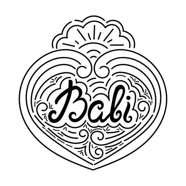 Bali inchiostro disegnato a mano lettering design vettoriale — Vettoriale Stock