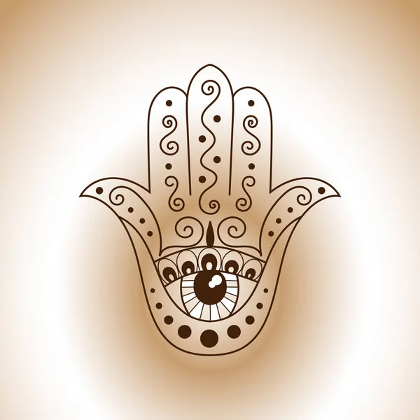 Hamsa vector. Mano del símbolo árabe de Fátima. Talismán afortunado . — Archivo Imágenes Vectoriales