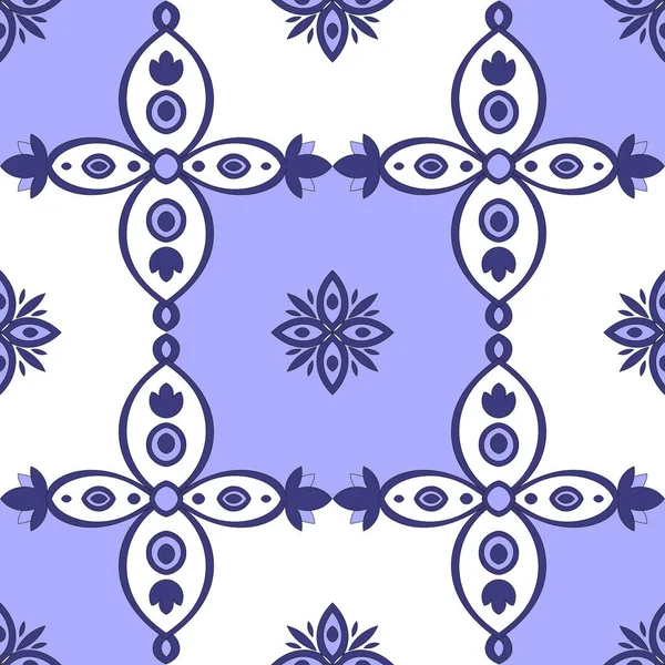 Плиточный бесшовный рисунок синий и белый вектор. Португальская плитка - Azulejo. Португальский национальный вектор . — стоковый вектор