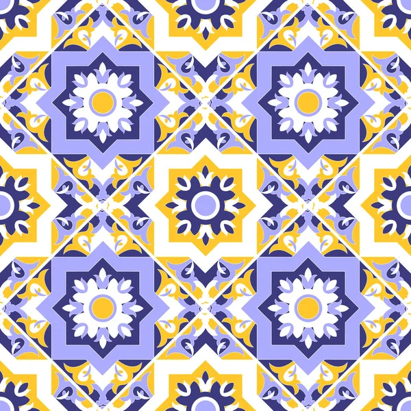 Patrón de azulejo floral vector sin costura — Vector de stock