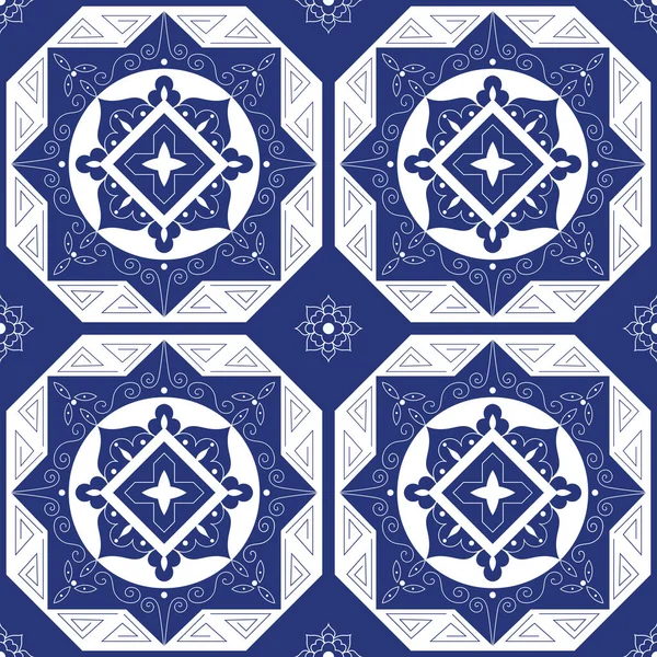 Portuguese tiles azulejos pattern vector seamless — Stock Vector