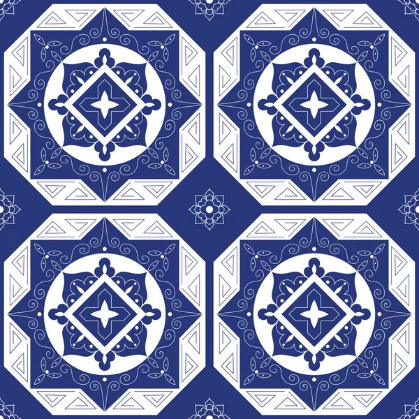 Azulejos portugueses azulejos patrón vector sin costura — Archivo Imágenes Vectoriales