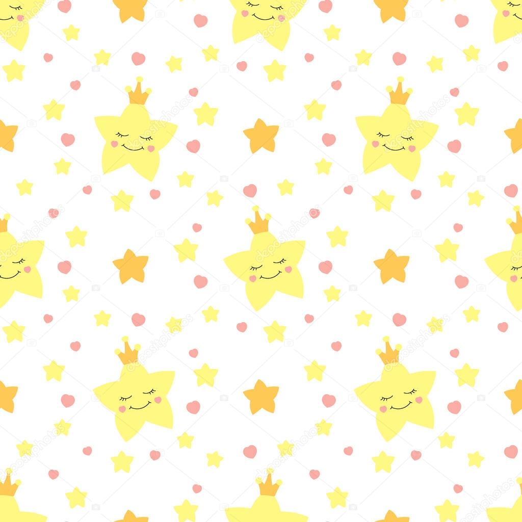 Cute baby star pattern vector seamless