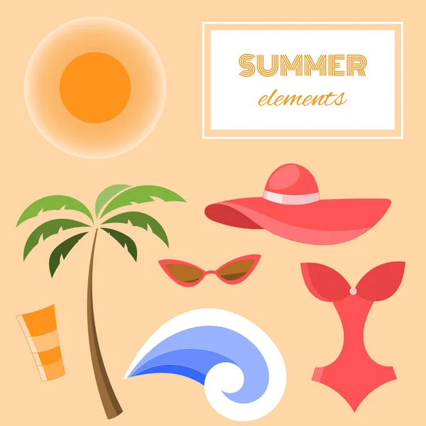 Elementos de verano aislados sobre fondo — Vector de stock