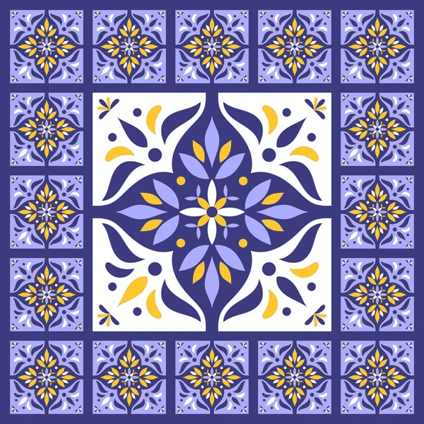 Carrelage bleu bleu plancher — Image vectorielle