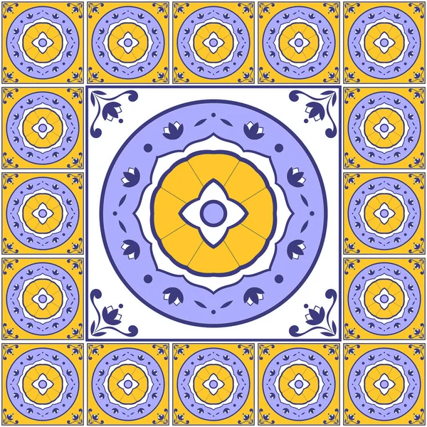 Flowers pattern tiles floor vector — Stock Vector
