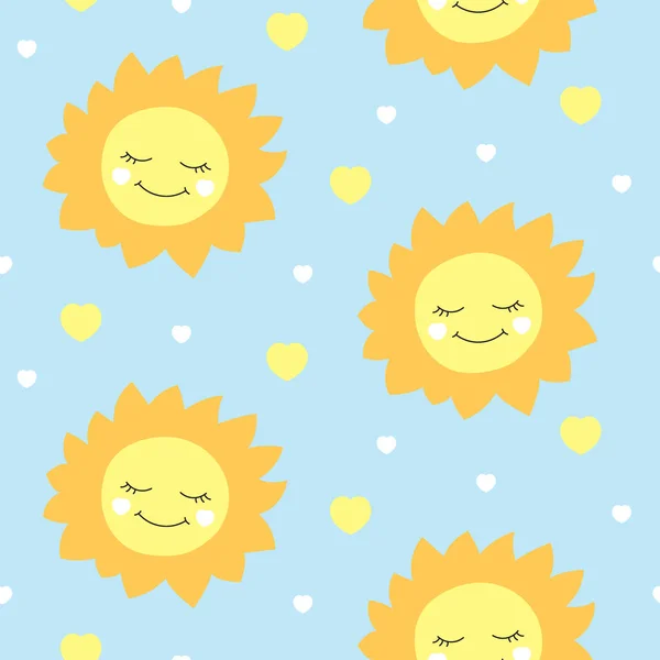 귀여운 아기 태양 패턴 벡터 원활한 — 스톡 벡터