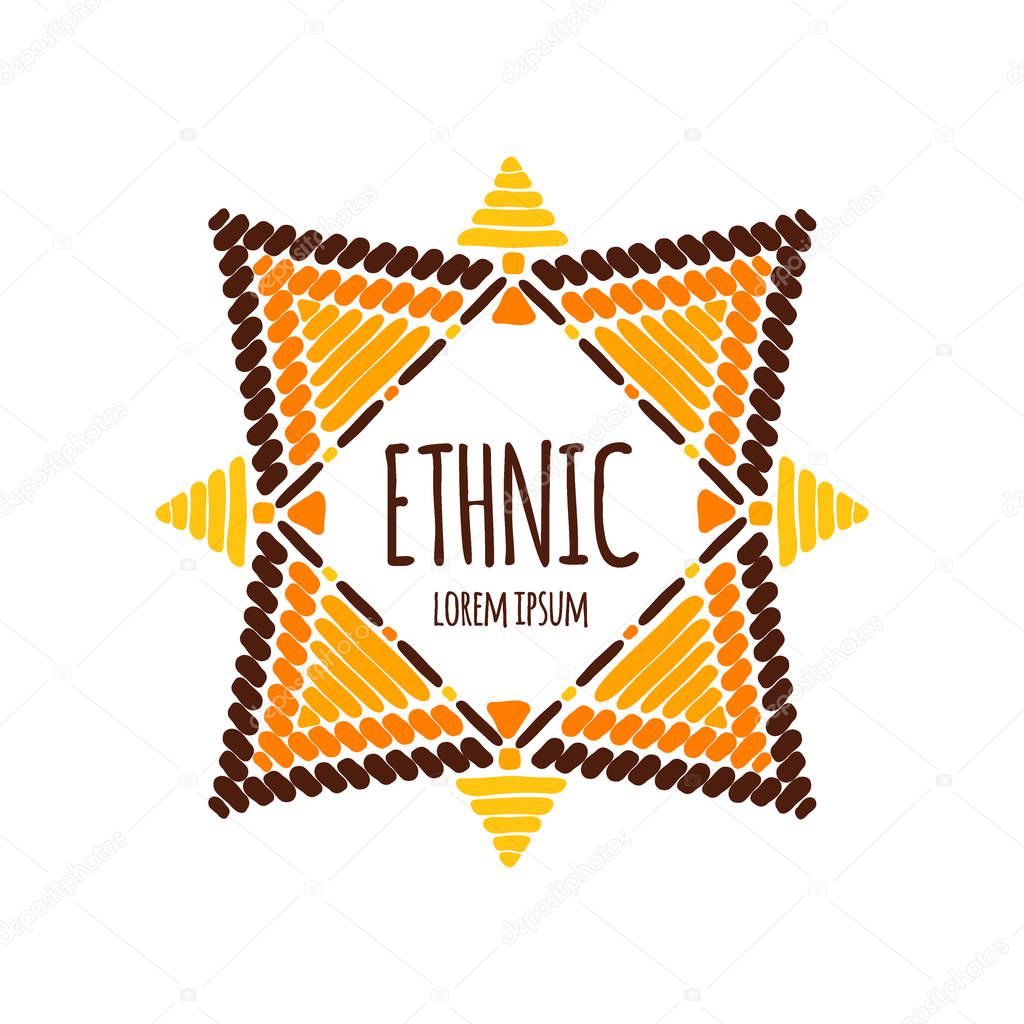 Unique ethnic logo template vector with tribal motifs