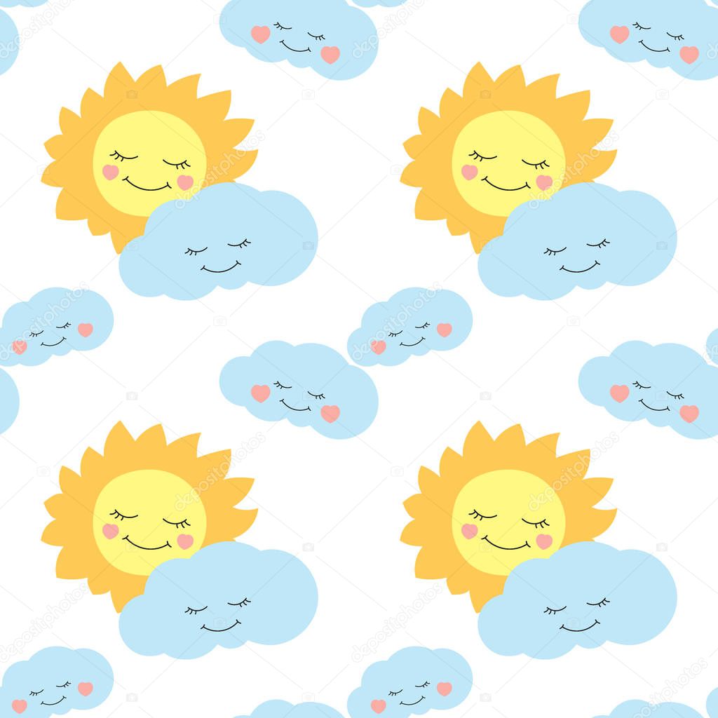 Cute baby sun pattern vector seamless
