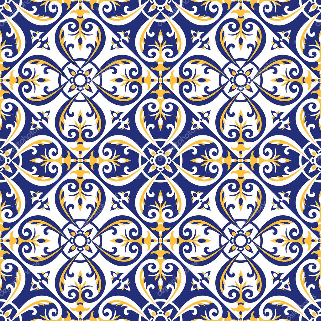 Portuguese tiles pattern vector