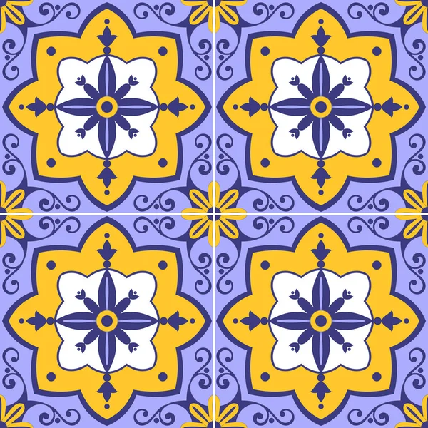 Modèle de tuile vecteur sans couture avec des motifs de fleurs — Image vectorielle