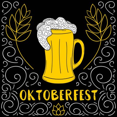 Bar, parti veya pub menü Oktoberfest poster vektör için
