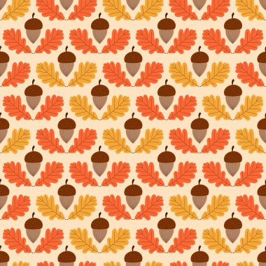 Meşe yaprakları ve meşe palamutları tasarlamak vektör sorunsuz