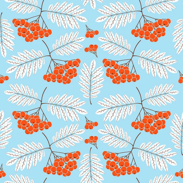 Winter rowan patroon vector naadloze — Stockvector