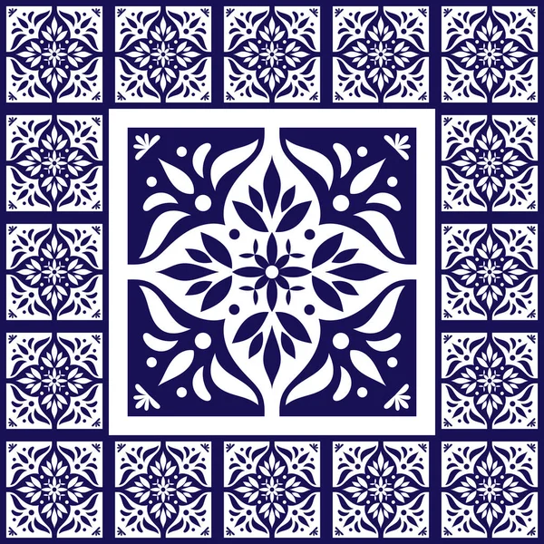 Azul azulejos blancos piso — Archivo Imágenes Vectoriales