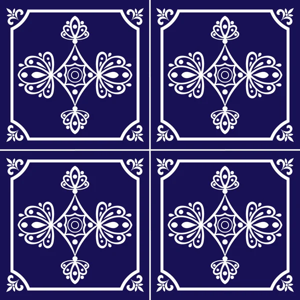 Ornamental pattern seamless vector blue and white color — Stock Vector