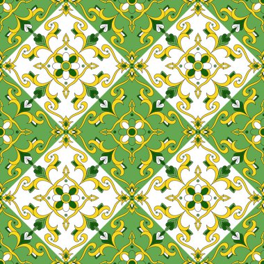 Çiçek fayans vektör Dikişsiz desen