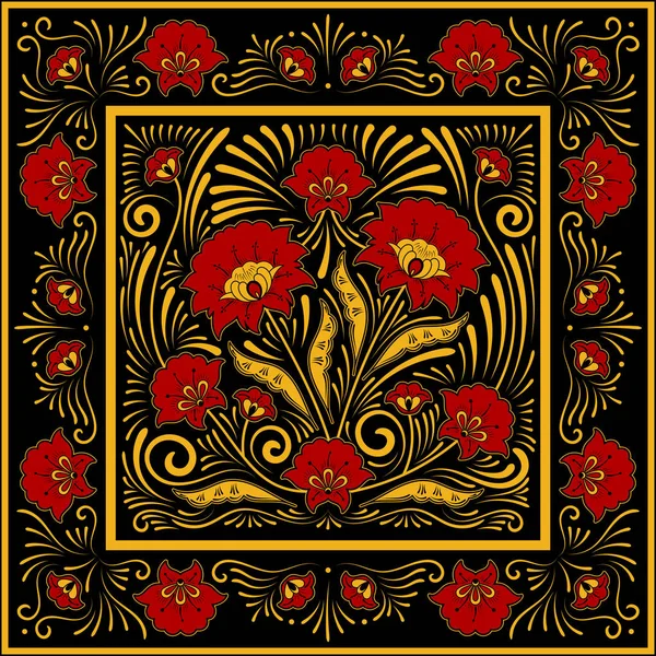 Handgefertigte volkstümliche florale Muster — Stockvektor
