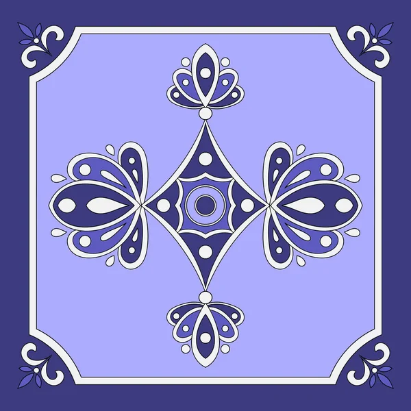 Patrón de azulejo sin costura vector azul y blanco color . — Archivo Imágenes Vectoriales