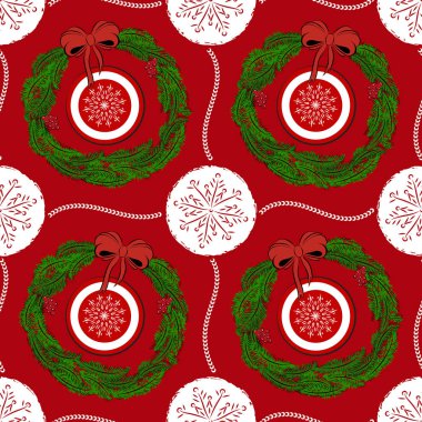 Kağıt ambalaj için vintage sorunsuz Noel tasarlamak vektör