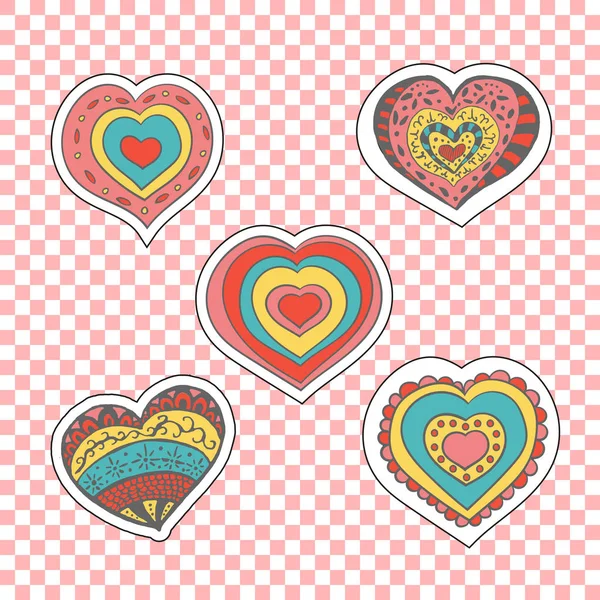 Set of fashion heart patch badges vector — Stock Vector