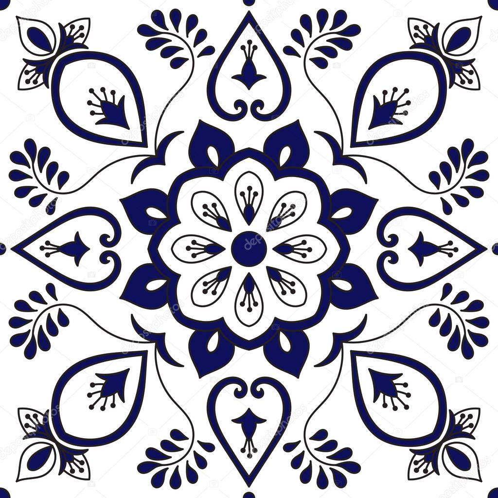 Tile ornaments pattern vector