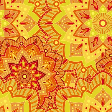 Kağıt, kumaş veya duvar kağıdı sarma için sorunsuz mandala desen. Elle çizilmiş mandala dekorasyon vektör. Oriental, Hint, islam, aşiret, çiçek mandala motifleri.