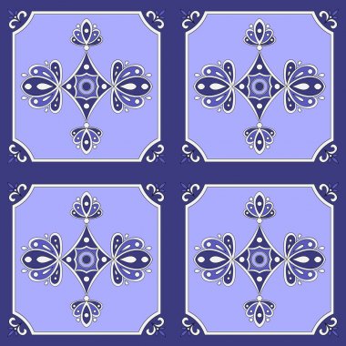 Meksika talavera geleneksel sorunsuz döşeme deseni. Beyaz ve mavi azulejo model tasarım vektör.