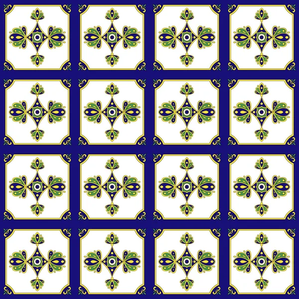 Keramické Dlažby Kachlová Mozaika Abstraktní Geometrické Bezešvé Orientální Pozadí Ornament — Stockový vektor
