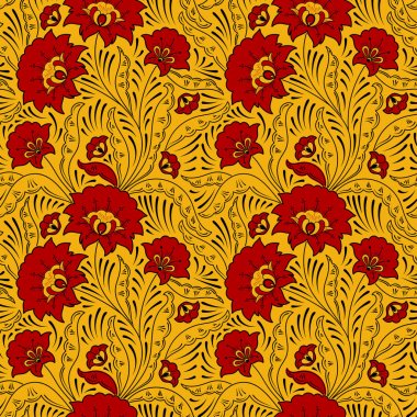 Russian khokhloma pattern seamless vector clipart