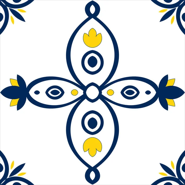 Carreaux Portugais Azulejos Motif Vecteur Sans Couture Carrelage Traditionnel Ornement — Image vectorielle