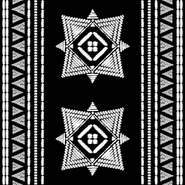 Diseño de patrón de bordado azteca vector sin costura — Vector de stock