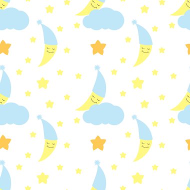 Şirin Bebek yarım ay tasarlamak vektör sorunsuz