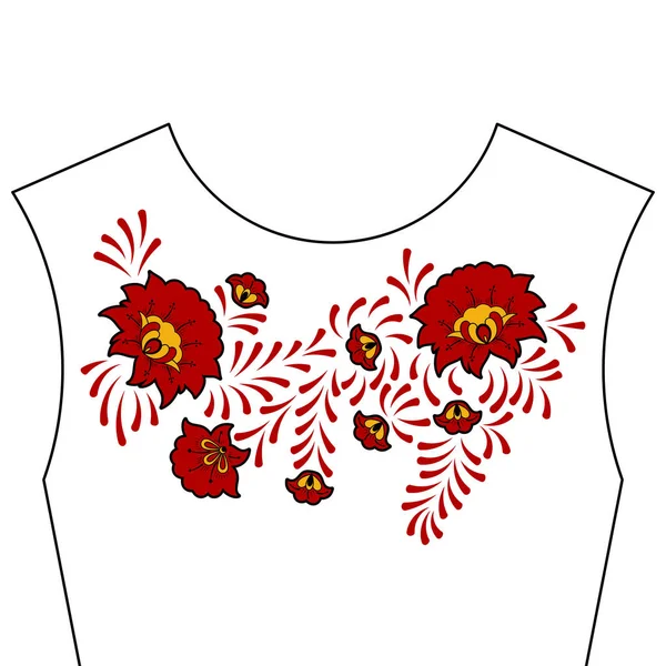 ネック花刺繍パターン ベクトル — ストックベクタ