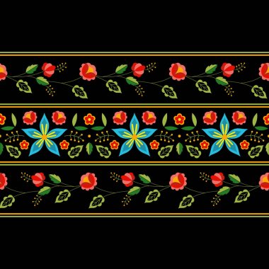 Polonya halk tasarlamak vektör. Çiçek etnik süsleme