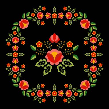 Polonya halk tasarlamak vektör. Çiçek etnik süsleme