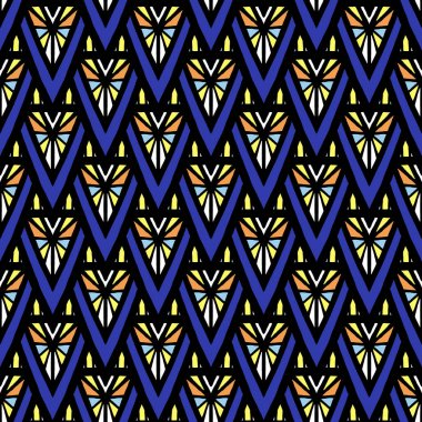 Yaz Afrika tasarlamak vektör sorunsuz. Soyut geometrik üçgen mozaik doku. Kabile arka etnik kumaş, duvar kağıdı, battaniye, kağıt ve boho kartı şablonu kaydırma için yazdırma.
