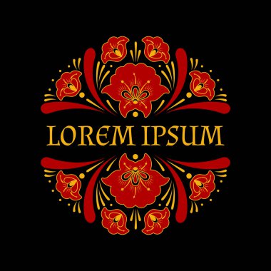 Vintage çiçek logo vektör. Retro çerçeve çiçek sınır amblemi ile altın süs. Butik, Güzellik Salonu, gelin düğün Salonu, moda, yoga ya da kozmetik etiketi için lüks etiket.