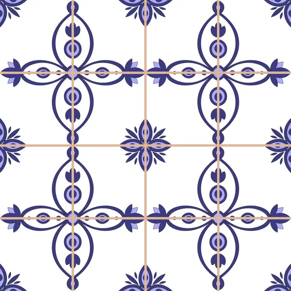 Patrón Azulejo Sin Costura Vector Azulejos Portugueses Talavera Mexicana Mayólica — Archivo Imágenes Vectoriales
