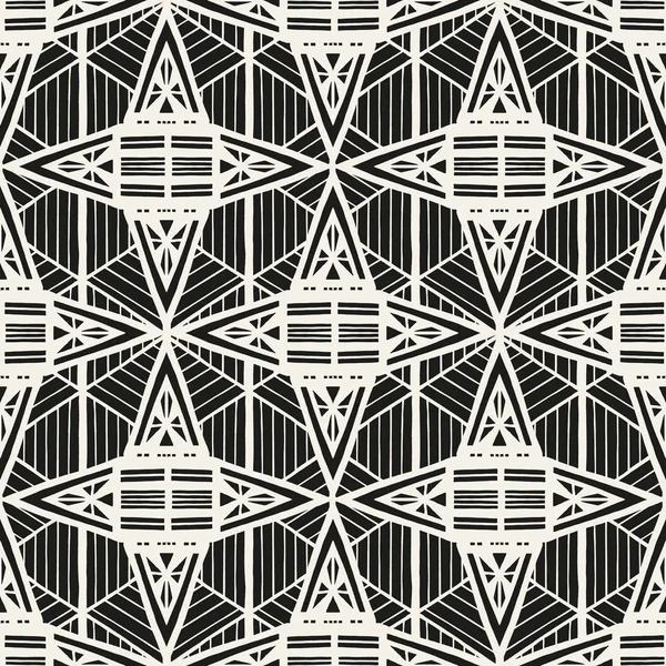 Patrón geométrico sin costura vector. Textura de forma de estrella abstracta. Fondo monocromo para fondo de pantalla, textil, tela, papel de embalaje, paquete o telón de fondo de diseño web . — Vector de stock