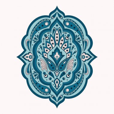 Çiçek Hint desenli tasarlamak vektör. Vintage çiçek etnik süsleme için batik kumaş. Oryantal halk tasarım battaniye Tekstil, yastık, giyim nakış, yoga amblemi için bandana baskı, mehndi motifi.