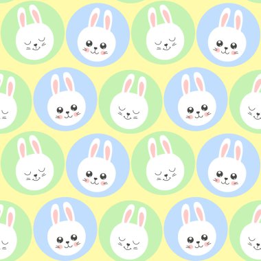 Şirin Bebek modeli ile küçük tavşan. Karikatür hayvan çocuklar vektör sorunsuz yazdırın. Komik arka plan bahar kartı için Paskalya yortusu yumurta avlamak parti davet, çocuk pijama kumaş, çocuk odası yatak odası Tekstil.