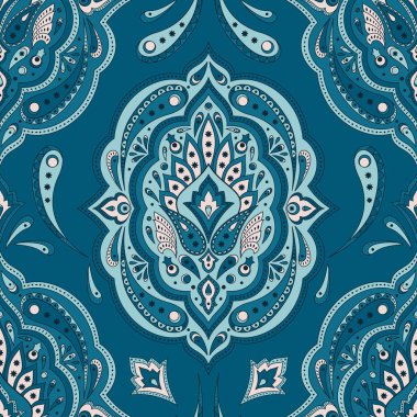 Çiçek Hint desenli tasarlamak vektör sorunsuz. Vintage çiçek etnik süsleme için batik kumaş. Farsça halı çingene yatak odası, battaniye, bohem yastık, yorgan, tekstil giyim için oryantal halk tasarım.