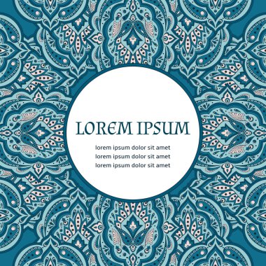 Çiçek Hint desenli tasarlamak vektör çerçeve. Doğu vintage çiçek etnik süs tasarım Hindistan lüks düğün, Ramazan tebrik, Fas spa, kaydetmek tarihi, Gelin duş, yıldönümü, tatil.