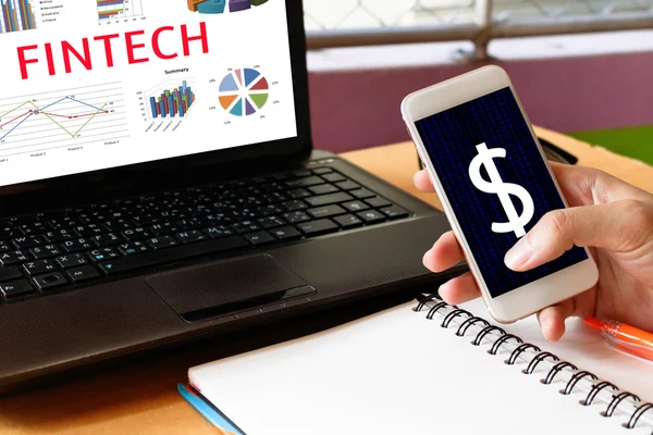 Fintech Investment pénzügyi Internet Technology Concept. Ember ho — Stock Fotó